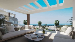 Terrace with sea views altezza suites Estepona