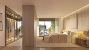 Elegant master bedroom with walk-in closet and terrace access at Isla Bela Marbella