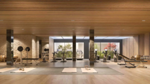 Luxury gym at Isla Bela Marbella with modern fitness equipment.