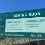 Haiku Estepona new development announcement billboard near Le Mirage, Estepona.