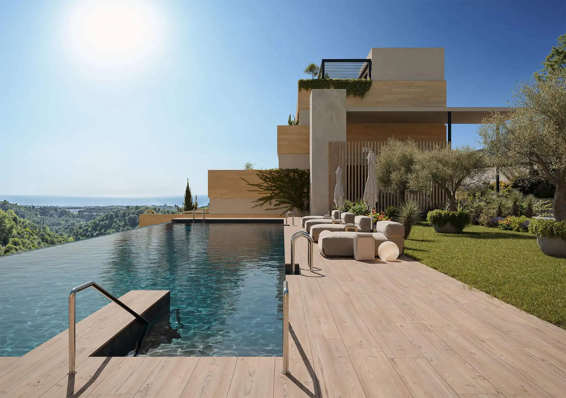 Infinity pool with panoramic sea views at Soleil Marbella luxury development