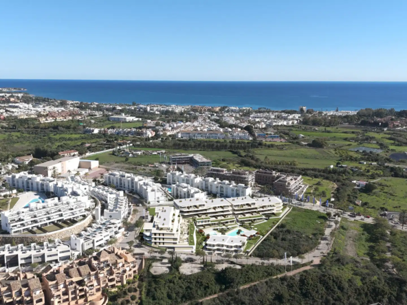 Aerial view of Adagio Estepona development and surrounding area on the New Golden Mile