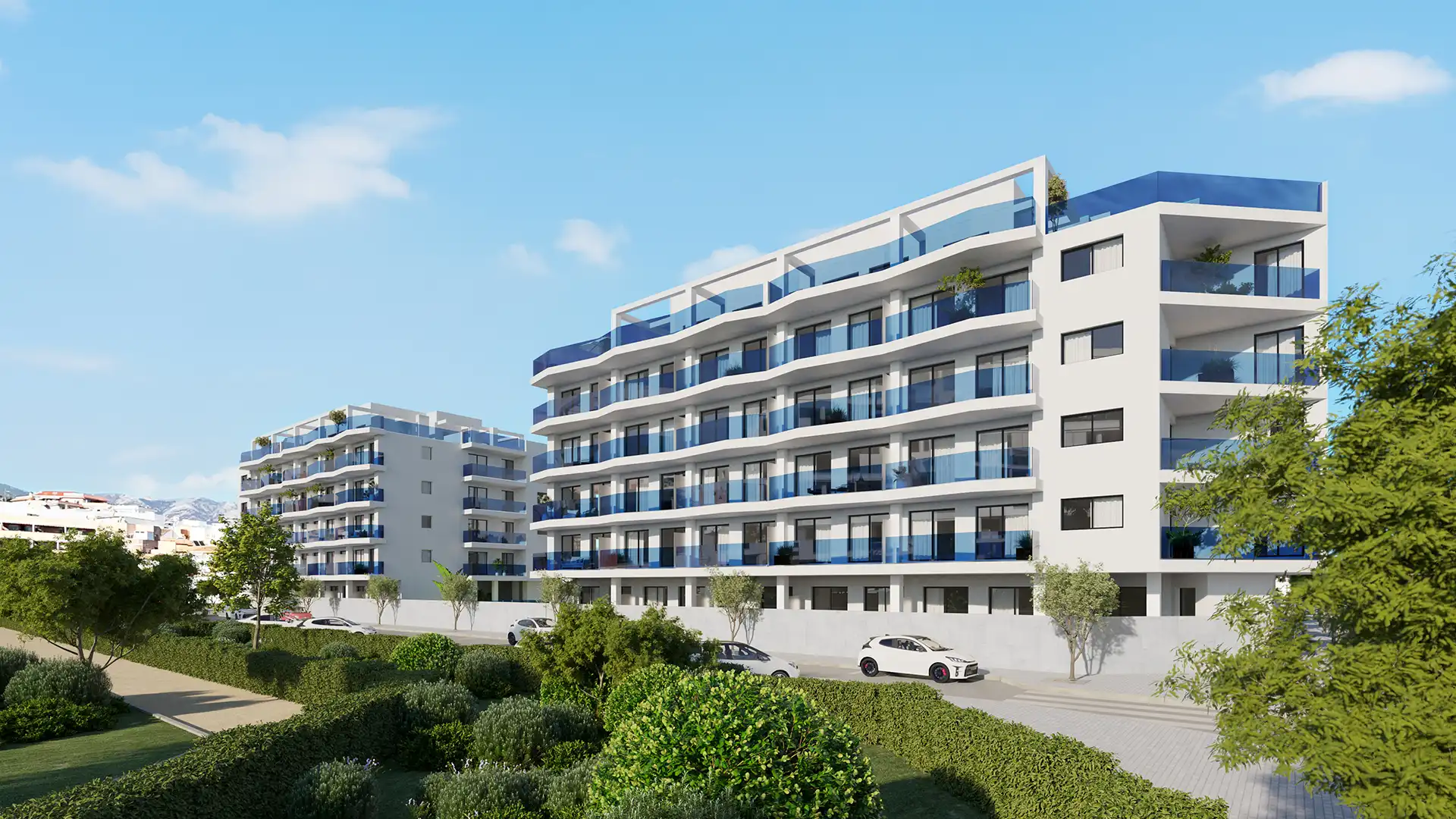 Laguna One Fuengirola modern apartment buildings exterior view