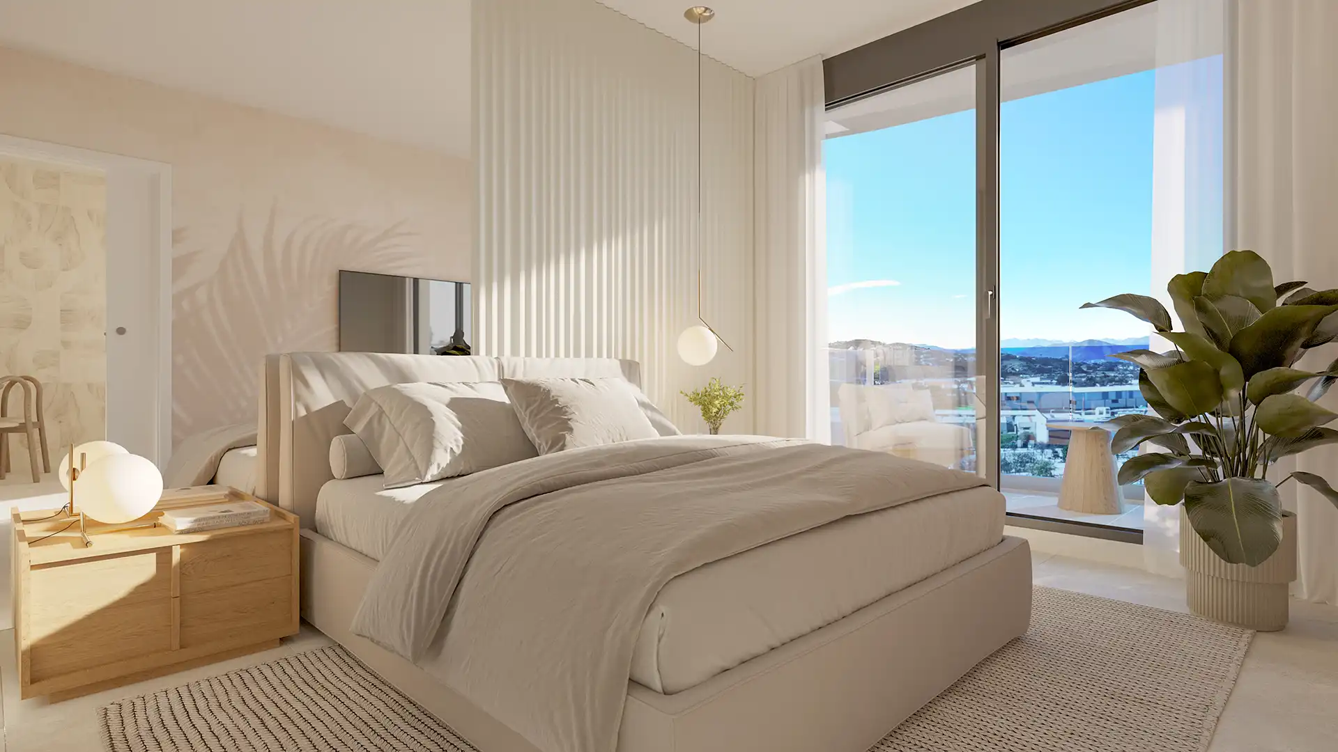 Laguna One Fuengirola bright bedroom with terrace access