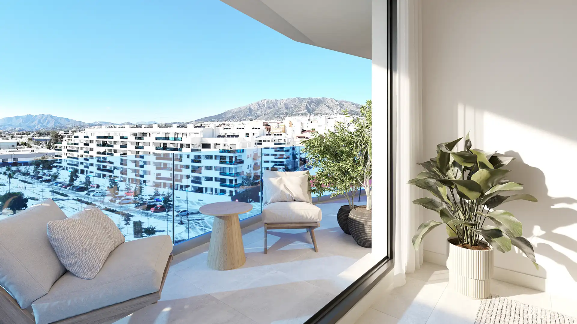 Laguna One Fuengirola private terrace with panoramic views