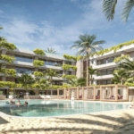 Upper 101 San Pedro Alcantara luxury pool area with palm trees and modern apartments
