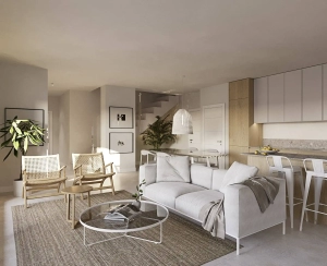 Modern open-plan living area and kitchen at Casares Bay, Casares, Costa del Sol