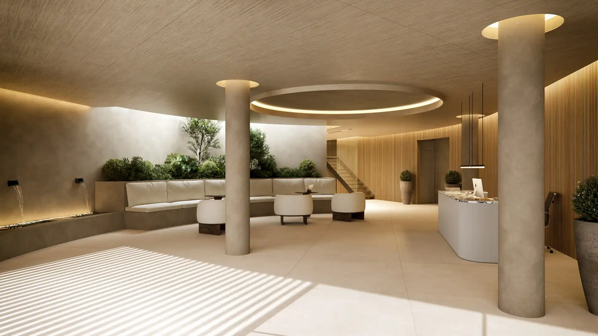 Oleo Fuengirola spa-quality bathroom with premium fixtures rainfall shower luxury materials contemporary design