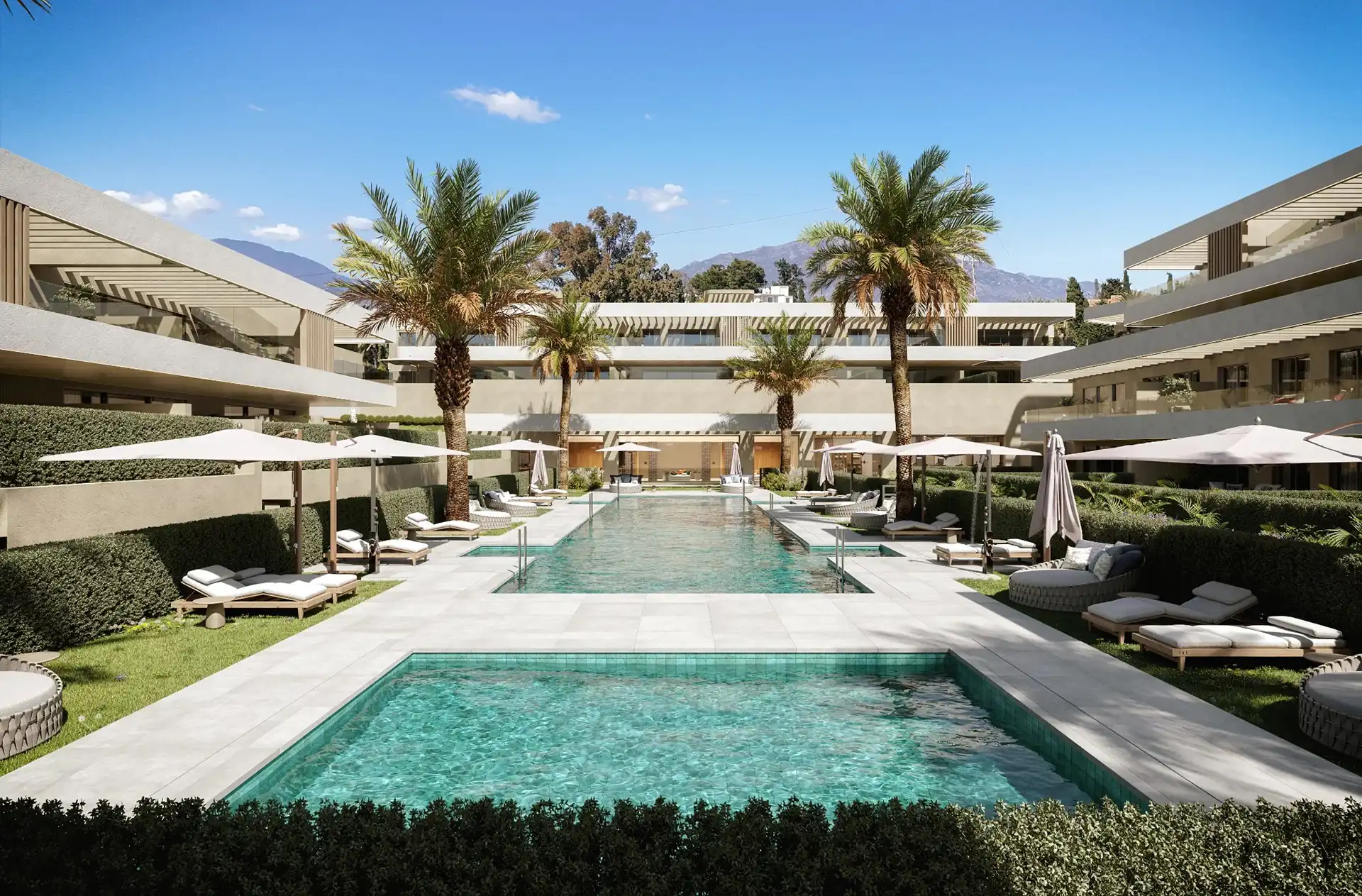 Omnia Estepona luxury resort pools with modern architecture
