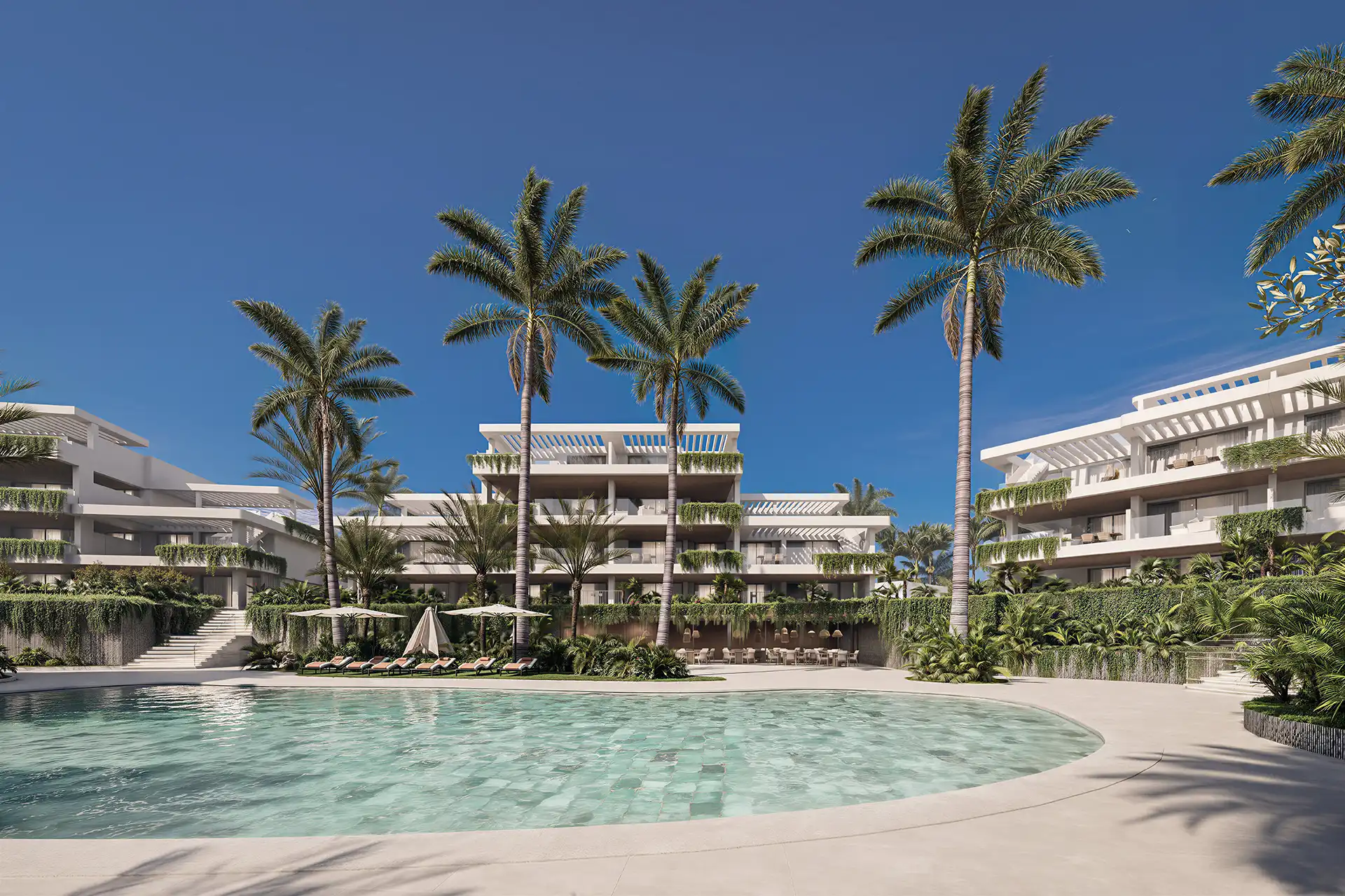 Almina Residences Luxury Pool Area with Modern Architecture