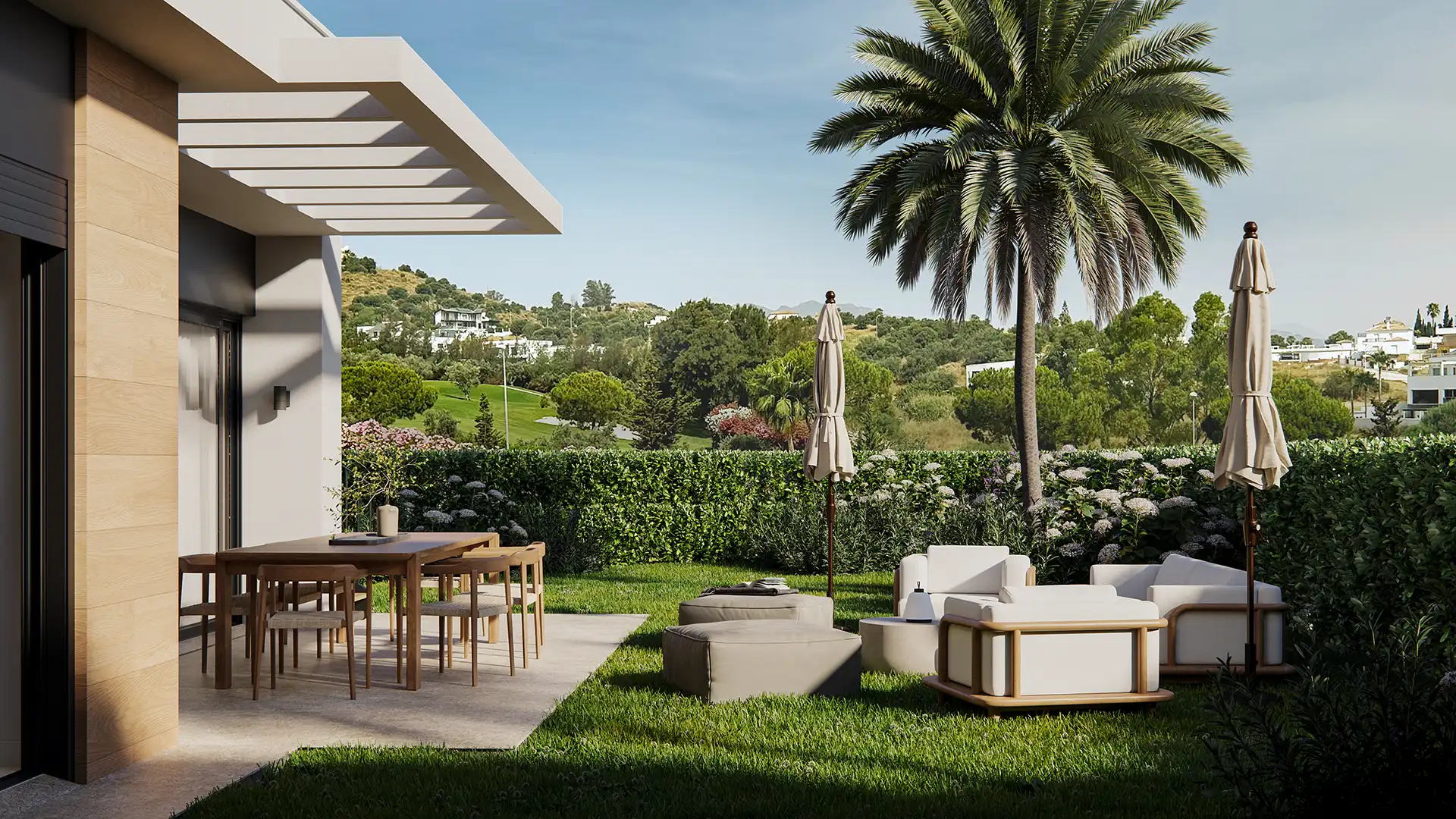 Terrazza giardino con vista sul campo da golf e sulle montagne vicino a Mijas