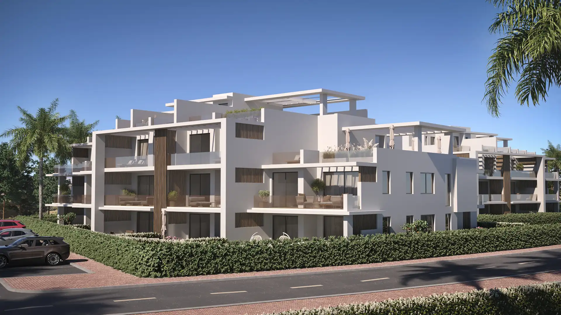 Royal Park Estepona modern residential building exterior on the New Golden Mile
