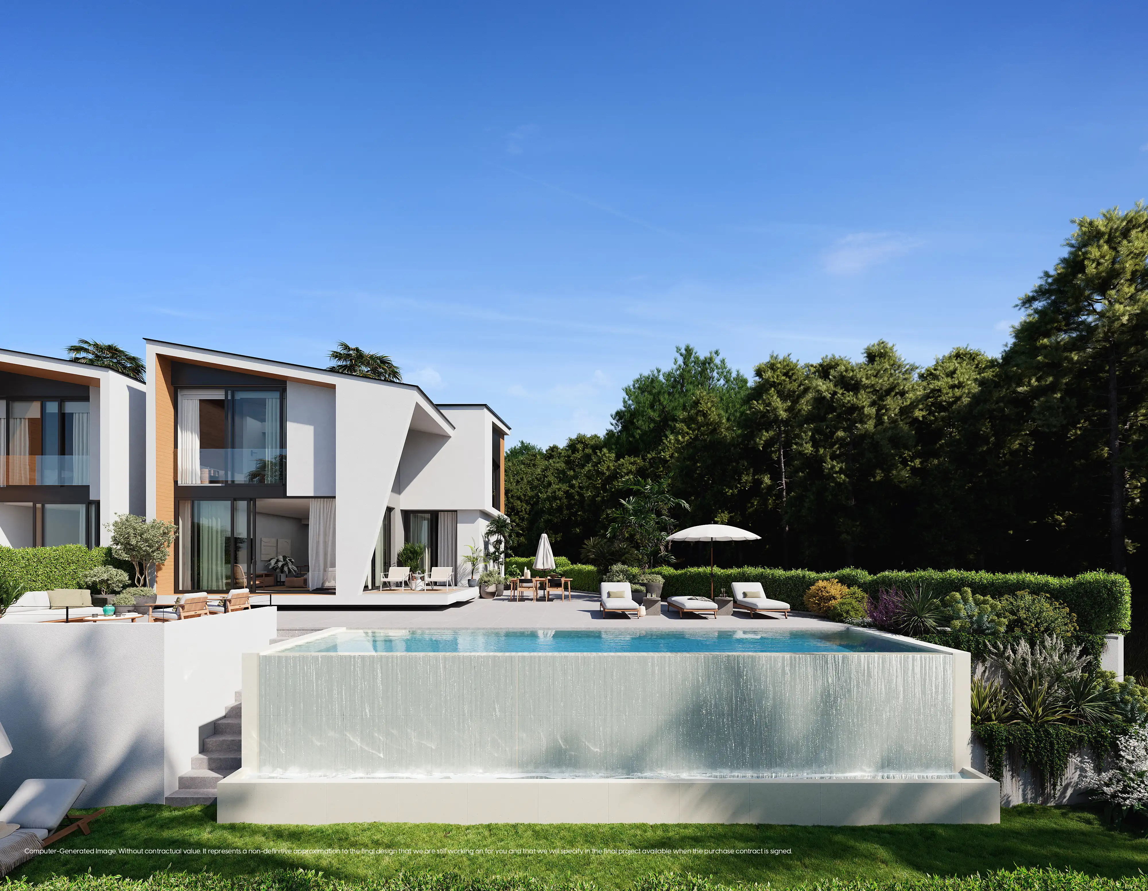 Luxury villa with private infinity pool and waterfall feature
