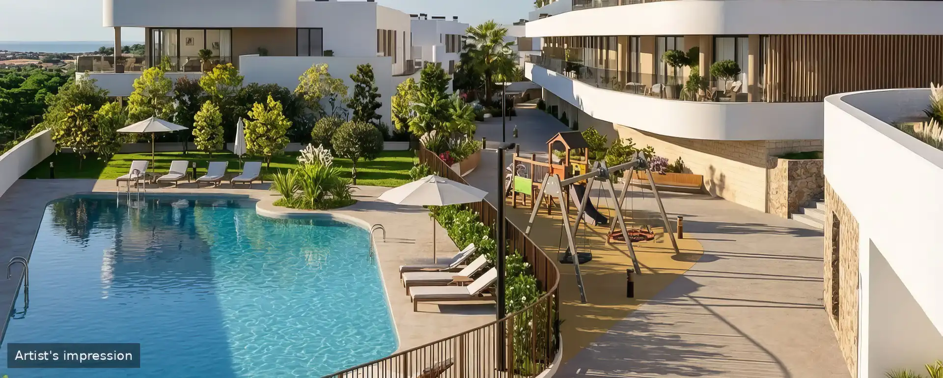 Asperia Heights community pool and children's play area