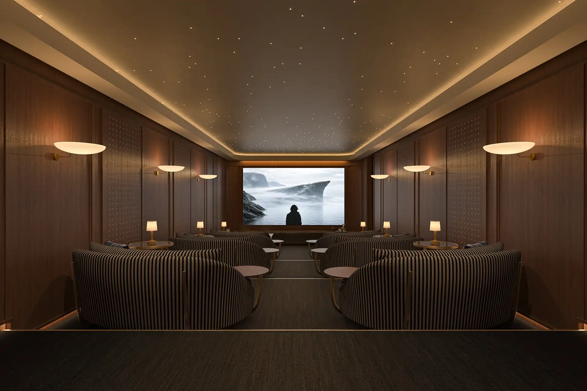 Private home cinema with star ceiling in a luxury development