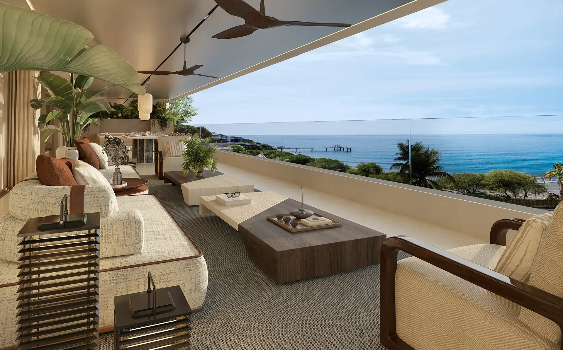 Oceanfront terrace with panoramic sea views on the Costa del Sol