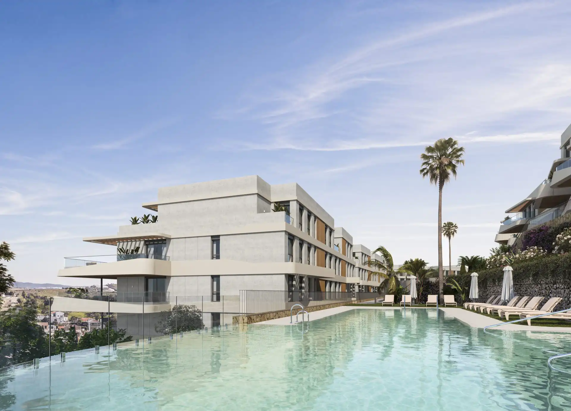 Infinity pool and contemporary residences at Kalifornia Estepona
